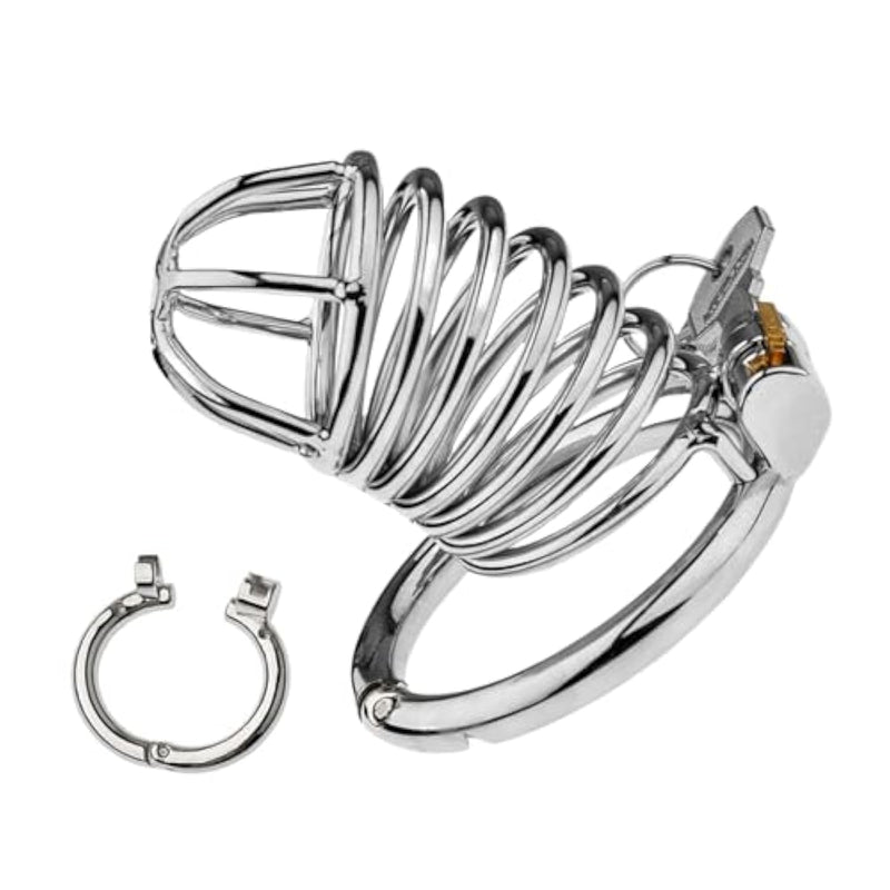 Ventilated Male Sex Toys Chastity Cage With 50Mm Opening And Closing Rings Stainless Steel Chasity Device Sm Cock Cage For Men Penis Bondage & Restraint (Snake Cage)
