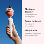 goop Wellness Double-Sided Wand Vibrator | External, Internal, & Clitoral Stimulator | 64 Pulsating Patterns | Rechargeable & Water Resistant | Phthalate, Latex, & BPA Free | 8.125 in