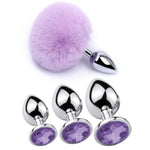 Anal Plug Sex Toys Games For Women,4 Pcs Stainless Steel Butt Plug Fox Tail Butt Plugs Trainer Silicone Anal Plugs For Adult Sex Toy For Couple Anal Training Set(Light Purple)