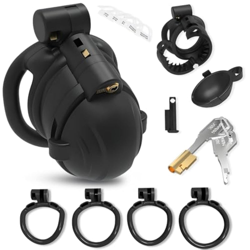 Spiked Chastity Cage Sm Sex Toys Male Cock Cage With 30 Spikes And Belt Penis Cage With 4 Different Curved Rings And 2 Concealed Locks Chastity Device For Punishing Men'S Penis (A,Black)