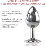 Large Gem Solid Metal Anal Plug With Safety Base, 3.73", Clear