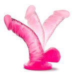 Blush Naturally Yours Mini 4.75” Realistic Dildo W/Balls - Curved G & P-Spot Stimulator, Suction Cup Base, Strap-On Compatible - Tpe, Body-Safe Slim Anal Beginner Sex Toy For Women & Couples - (Pink)