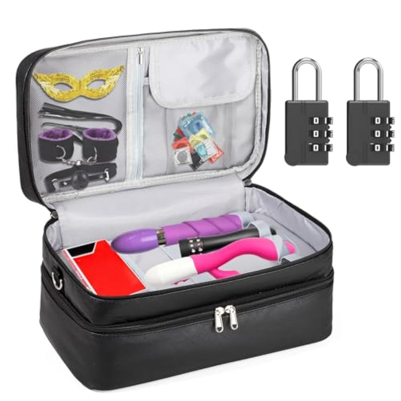 Lockable Sex Toy Storage Bag Lockable Sex Toy Box Adult Toy Gaming Storage Organizer Case – 2-Layer Discreet Toy Bag With Dual Locks, Reusable Storage Box And Toy Bags For Women And Men