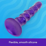 New Wave Textured 6.5 inch Suction Cup Dildo for Women, Purple