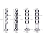 Urethral Sounds, 4 Pcs Set Stainless Steel Hollow Penis Plug Multi Beads Urethral Dilators For Advanced User (Advanced)