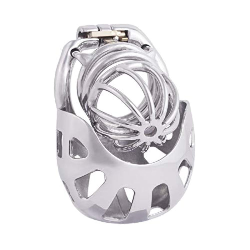Metal Chastity Cage Device With Ergonomic Design Wrapped Scrotum Ring For Male Sm Penis Exercise Sex Toys W150 (1.97 Inch / 50Mm)