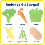 6 Pcs Giant Vegetable Stampers for Kids, Washable Easy-Grip Art Stamps