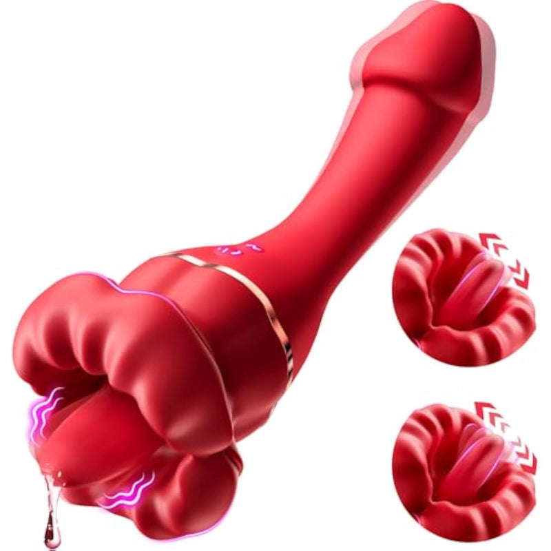 Vibrator Dildo Sex Toys For Women - Rose Sex Toy Clitoral Vibrators With 10 Tongue Licking & 10 Vibration Modes Clit G Spot Anal Vagina Nipple Female Sex Toys, Adult Toy Couples Sex Toys For Women
