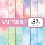 24 Pcs 6 x 6 Inch Watercolor Scrapbook Paper, Colorful Cardstock for DIY Crafts