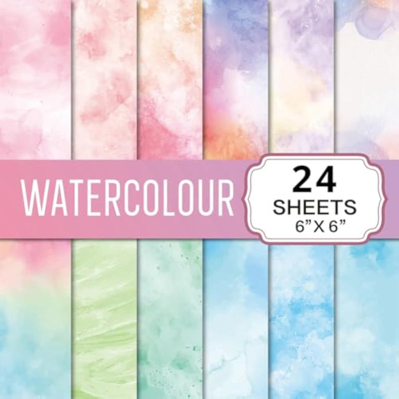 24 Pcs 6 x 6 Inch Watercolor Scrapbook Paper, Colorful Cardstock for DIY Crafts