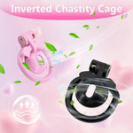 Inverted Chastity Cage Male Chastity Device With 4 Different Rings Resin Cock Cage With Invisible Lock And 2 Keys For Men'S Penis Bondage Sex Toys Small Bondage Gear (B,Black)