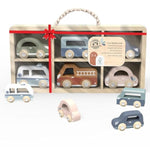 Wooden Toy Cars Set – 6 Colorful Little Vehicles In Wooden Case For Kids – Fsc Certified Pretend Play Car Set For Boys & Girls, Toddlers Wheels Toys Includes Fire Brigade, Ambulance