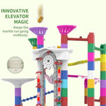 Big Motorized Marble Run - Construction Building Blocks Toys 220Pcs Marble Race Track With Elevator,Educational Stem Game Christmas Birthday Gifts For Kids 3-5 4-8 8-12 (B-Colorful)