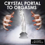 Pleasure Crystals 7" Glass Dildo With Silicone Base For Men, Women & Couples. Realistic Texture, Includes Removable Silicone Suction Cup, Ideal For Temperature Play. 2 Pieces, Clear.