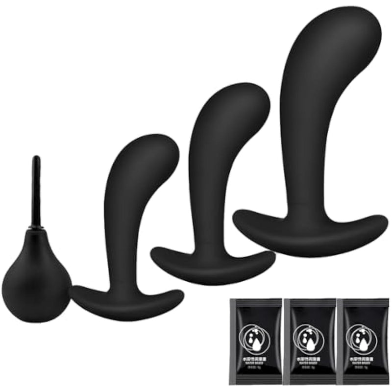 Anal Plug Trainer Kit For Comfortable Long-Term Wear, Pack Of 3 Silicone Anal Plugs Training Set With Flared Base Prostate,Adult Sex Toys For Men Or Couple Pleasure