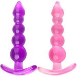 2Pcs Jelly Crystal Anal Plug Five Beads Anal Butt Plug Set With Anchor Base