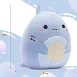 Large Shark Plush Pillow Stuffed Animal Toy,Big Size Cute Soft 14" Fat Kawaii Hugging Pillows Cuddle Huggable Plushie,Gift For Children