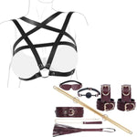 10Pcs Bdsm Kit Spreader Bar With Sex Bondage Bdsm Restraints - Adjustable Pentagram Chest Harness Strap