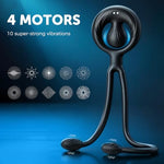 Vibrating Cock Ring Taint Stimulator with Dual Mini Bullet, Anal Butt Plug Prostate Massager Penis Ring Vibrator with 10 Vibration Male Adult Sex Toys for Men Women, Couple Sex Toy for Clitoris G Spot