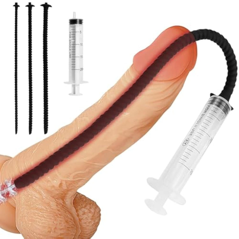 Silicone Hollow Urethral Sound Trainer Set Male Sex Toys, 3Pcs Dilators Penis Plug Catheter Play Plug Penetration Chastity Sounding Estim Sex Products Penis Toys Sounding Rods Urethra