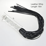 Fetish Leather Whip With Glass Pleasure Wand With Ball Tip - Sex Toy For Sm Or Anal Sex/Masturbation
