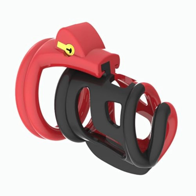 Sissy Pink Chastity Cage For Men With 4 Penis Rings Of Different Size,Bdsm Lightweight Male Cockcage For Sexual Adult Chasity Device (Red)