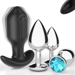 Anal Sex Toy Vibrator, 4Pcs Vibrating Anal Butt Plug Training Kit, Remote Control 10 Vibration Modes Adult Anal Sex Toys Vibrators With Flared Base Prostate Sex Toys For Beginner Advanced User- Blue