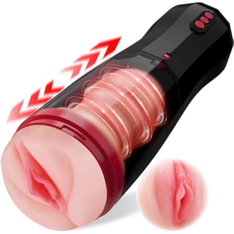 Automatic Male Masturbator Cup With Real Pussy, Pocket Pussy Stroker With 5 Thrusting&10 Vibration, Hands Free Male Sex Toy Adult Toys For Men
