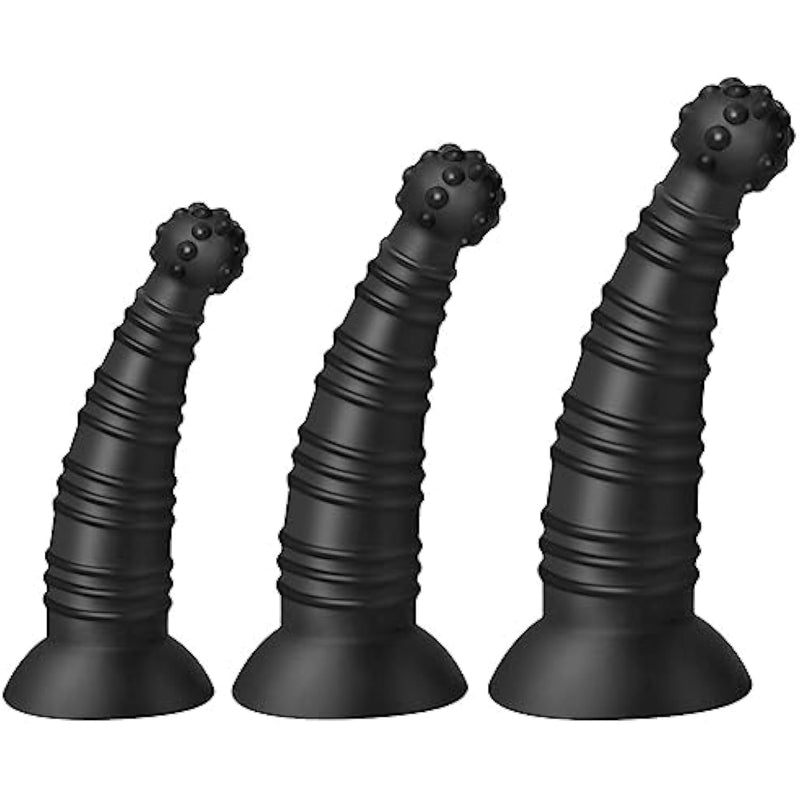 Butt Plug Set 3Pcs Vaginal Dilators Anal Training Kit With Bump Ball And Coil Torso Curved Dildo With Suction Cup For Prostate Massage Anal Stretching Adult Sex Toys For Men Women Couples