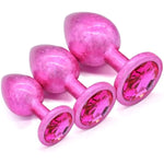 Anal Plug Training Kit Sex Toy, Ice Flake Finish With Jeweled Base 3Pcs Set Anal Butt Trainer, Anal Plug Adult Sex Toys For Beginner Prostate G Spot Prostate Plugs (Rose)