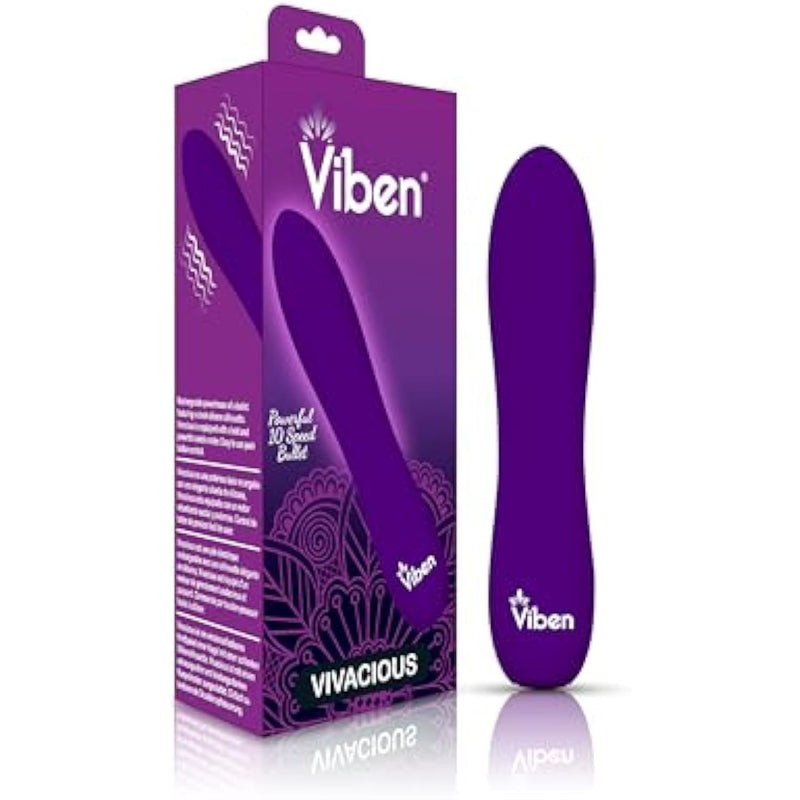 Viben Vivacious Bullet Vibrator | 10 Function Power Bullet | Premium Silicone Rumble Motor | USB Rechargeable Waterproof Adult Toys | Violet