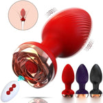 Rose Style Sex Toy Anal Plug Vibrator, Remote Wireless Control Adult Masturbation Anal Plug, Couple Sex Toys (Red)