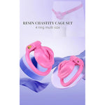 4-Ring Multi-Size Resin Chastity Cage Set, Male Chastity Lock, Lightweight Penis Lock + Invisible Lock, Bdsm Male Female Gay Sex Toy, Pink/Black Optional, Adult Sex Abstinence Toy (Pink)