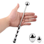 Stainless Steel Anal Massage Wand with 3 Sizes Ball, BDSM Flirting Sex Toys