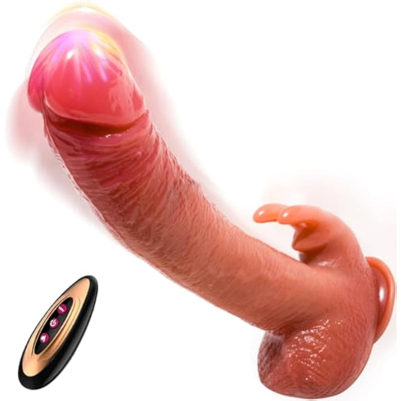 Thrusting Dildo Vibrator Sex Toys, Realistic Dildo For G Spot Clitoris Stimulation With 7 Thrusting & 10 Vibration & Heating Mode, Remote Control Silicone Vibrating Adult Sex Toys & Games