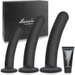 Dildo Anal Plug Trainer Kit, 3 Sizes Butt Plug Anal Toys Silicone Black Dildo With Strong Suction Cup Prostate Vaginal G Spot Sex Toys For Men Women (Black)