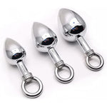 Metal Anchor Anal Plug Set Stainless Steel Bullet Pull Ring Anal Plug Sex Toys For Couple