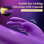 Thrusting Vibrator Dildo Sex Toys For Women - 4 In 1 One Click Burst Rabbit Vibrator With 8 Bunny Flapping 8 Vibrating 3 Thrust Heating Function Clitoral Stimulator G Spot Vibrator Waterproof
