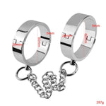 Stainless Steel Silver Metal Ankle Cuff and Wrist Handcuffs Set for Unisex Bondage Play