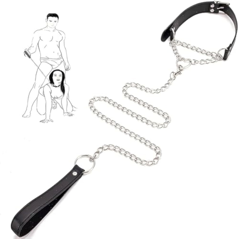 Bdsm Erotic Props, Stainless Steel Chain Collar Included, Bondage Restraints For Male And Female Couples Role Play, Adult Play Props, Restricted Movement, Master And Servant Play?Black?