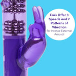 Jessica Rabbit Xtra Rabbit Vibrator - 4.5 Inch Rotating & Thrusting Vibrator For Women - 7 Patterns & 3 Speeds - Dual Stimulation Adult Sex Toy - Waterproof - Purple