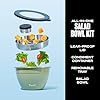 Stainless Steel Salad Bowl Kit 64oz, Mountain Sage, Comes with 2oz Mini Canister and Removable Tray for Organization, Leakproof, Easy to Clean, Dishwasher Safe