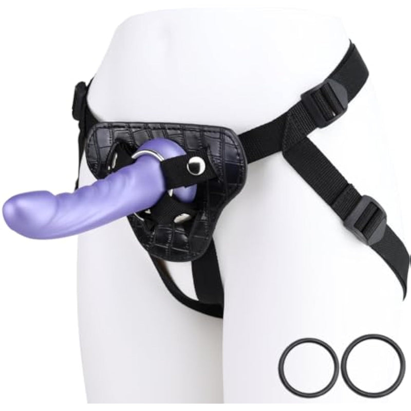 Harness Strap-On Dildo Set-7" Removable Realistic Dildo, Adjustable Waist/Thigh Belt With 3 O-Rings,Soft Leather/Nylon Harness Adult Sex Toys, G-Spot,Anal,Pegging Penis For Women, Lesbian, Gay Couples