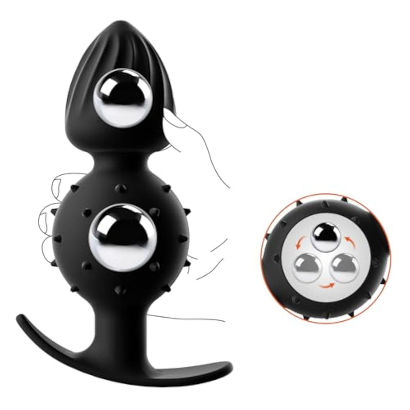 Anal Sex Toy with Dual-Ball Butt Plug and Internal Rolling Beads for Enhanced Sensory Stimulation