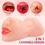 3 In 1 Pocket Pussy Male Masturbator With Mouth, Sex Doll With 3D Realistic Textured Real Oral Vagina And Tight Anus, Masturbation Blowjob Stroker Adult Sex Toys For Men Pleasure