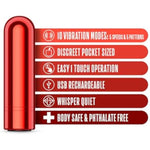 Sex Toys – Kool Vibes Mini Bullet Vibrator – 2.5 Inch Discreet Travel-Friendly Clitoral Stimulator – 10 Vibration Modes With Effortless One Button Control – Women, Couples – Cherry