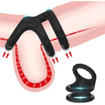 Triple Penis Ring For Men - Black Silicone Cock Ring For Harder Longer Stronger Erections - Erection Enhancing Sex Toy (S: 1.02-1.22 Inch)