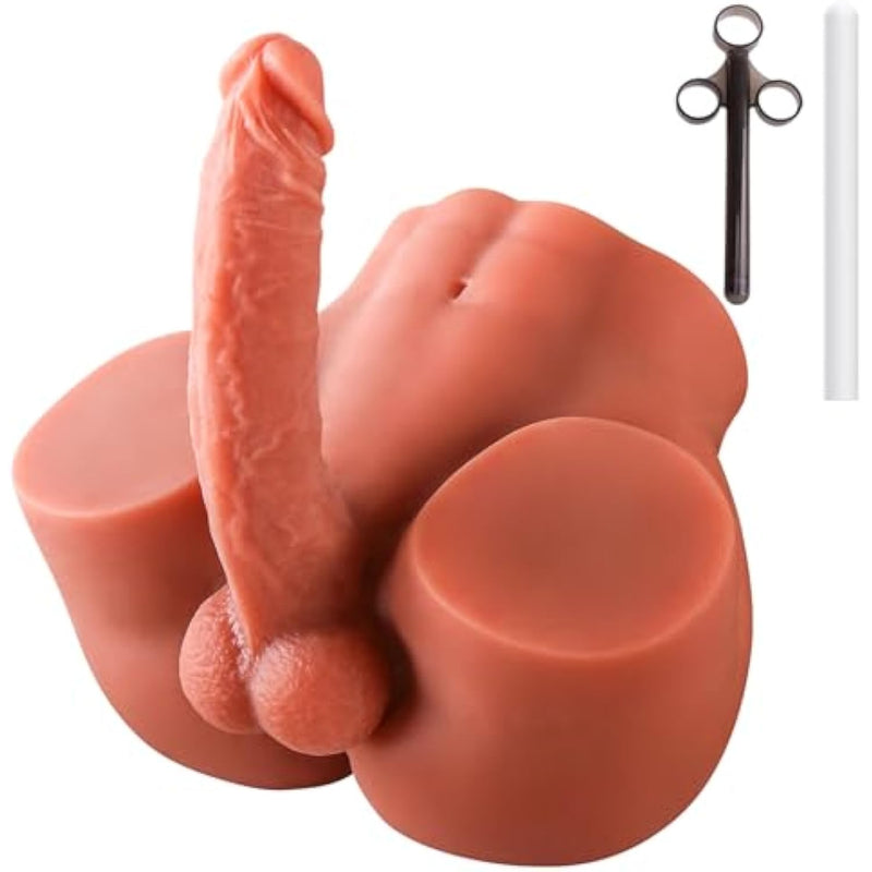 Male Sex Doll,Torso Male Sex Doll Realistic Flexible Huge Cock Dildo &Lube Syringe&Drying Stick,Anal Male Masturbator Tight Hole For Men Masturbation,Sex Toy For Men Women Gay Couple (Brown)