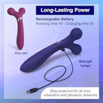 Fireball Adult Dual Vibrator - Dual Stimulator With 10 Vibration Modes For Women - Waterproof Flexible Design Toy With Magnetic Charger - Silicone Sexy Toy For Couples - Midnight Indigo