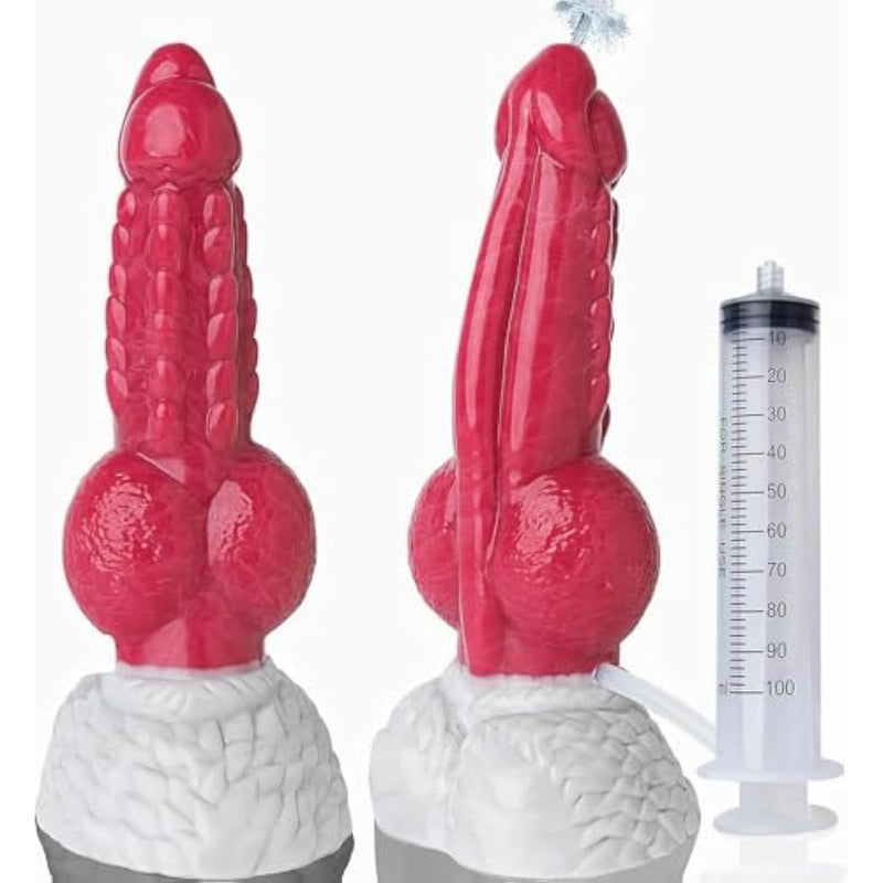 Big Monster Squirting Knot Dildo - 9.5" Huge Ejaculating Fantasy Dildo, Giant Girthy Horse Dragon Dildos With Suction Cup, Massive Ribbed Knotted Dog Dildos, Adult Sex Toys & Games For Women Men Gay